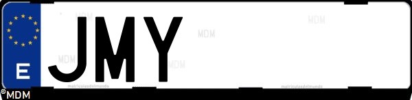 Matrícula española JMY, correspondiente al año 2016