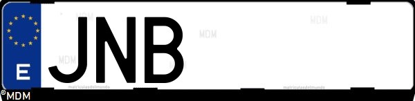 Matrícula española JNB, correspondiente al año 2016