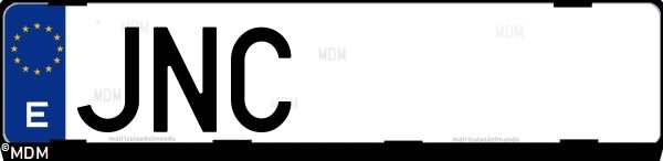 Matrícula española JNC, correspondiente al año 2016
