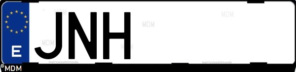 Matrícula española JNH, correspondiente al año 2016