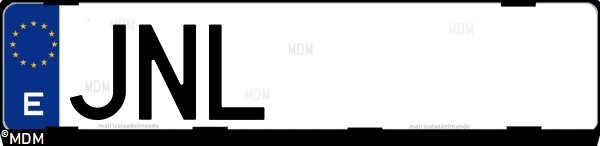 Matrícula española JNL, correspondiente al año 2016