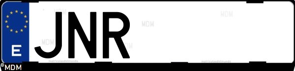 Matrícula española JNR, correspondiente al año 2016