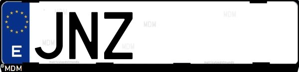 Matrícula española JNZ, correspondiente al año 2016