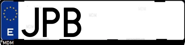 Matrícula española JPB, correspondiente al año 2016