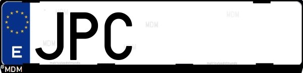 Matrícula española JPC, correspondiente al año 2016