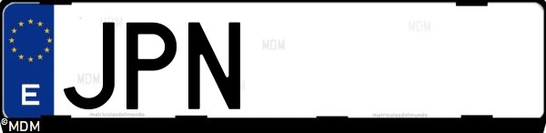 Matrícula española JPN, correspondiente al año 2016
