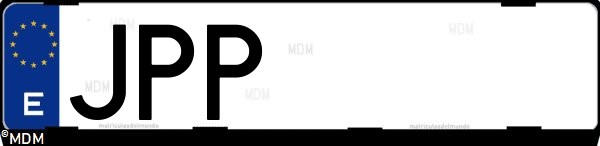 Matrícula española JPP, correspondiente al año 2016