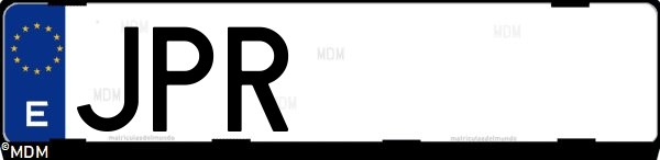Matrícula española JPR, correspondiente al año 2016
