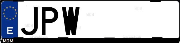 Matrícula española JPW, correspondiente al año 2016