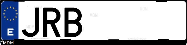 Matrícula española JRB, correspondiente al año 2016
