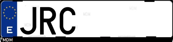 Matrícula española JRC, correspondiente al año 2016