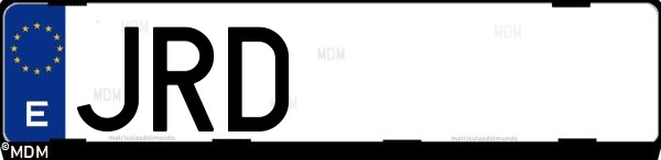 Matrícula española JRD, correspondiente al año 2016