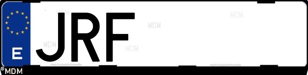 Matrícula española JRF, correspondiente al año 2016