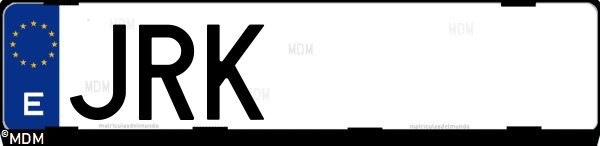 Matrícula española JRK, correspondiente al año 2016