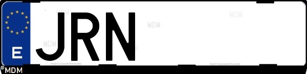Matrícula española JRN, correspondiente al año 2016