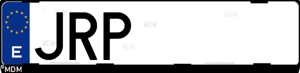 Matrícula española JRP, correspondiente al año 2016