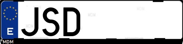 Matrícula española JSD, correspondiente al año 2016