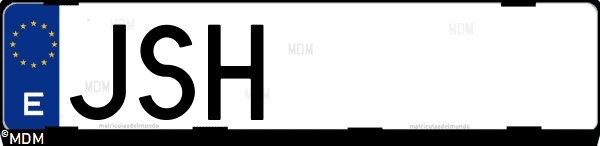 Matrícula española JSH, correspondiente al año 2016