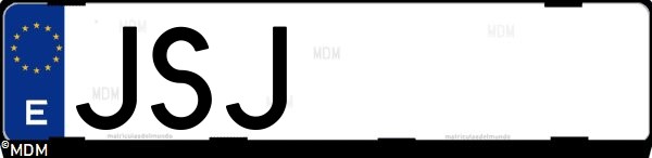 Matrícula española JSJ, correspondiente al año 2016