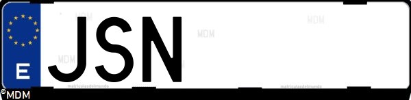 Matrícula española JSN, correspondiente al año 2016
