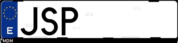 Matrícula española JSP, correspondiente al año 2016