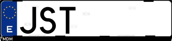 Matrícula española JST, correspondiente al año 2016