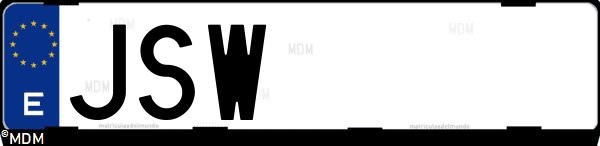 Matrícula española JSW, correspondiente al año 2016