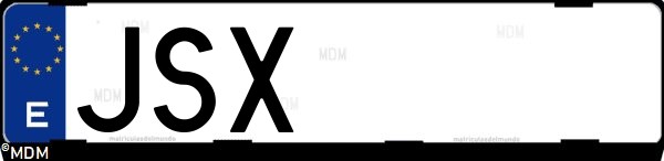Matrícula española JSX, correspondiente al año 2016