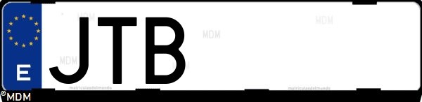 Matrícula española JTB, correspondiente al año 2016