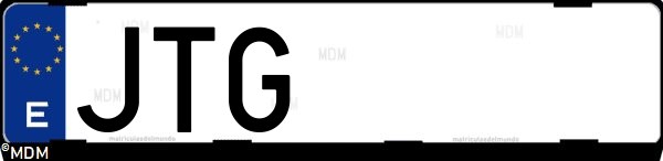 Matrícula española JTG, correspondiente al año 2016