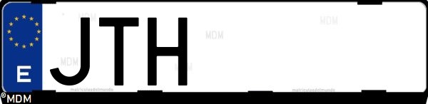 Matrícula española JTH, correspondiente al año 2016