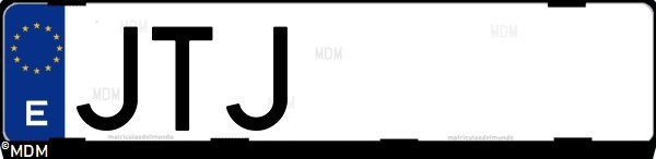 Matrícula española JTJ, correspondiente al año 2016