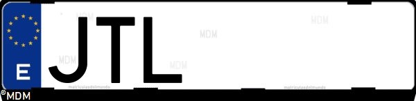 Matrícula española JTL, correspondiente al año 2016