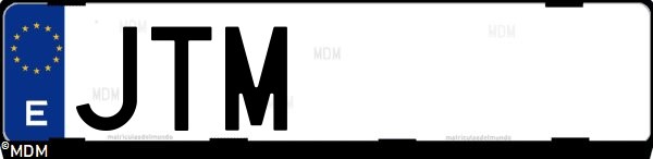 Matrícula española JTM, correspondiente al año 2016