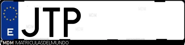 Matrícula española JTP, correspondiente al año 2016