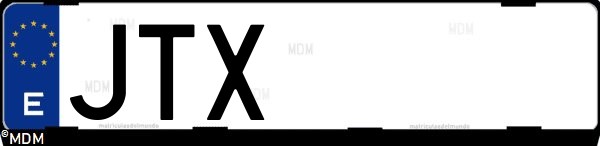 Matrícula española JTX, correspondiente al año 2016