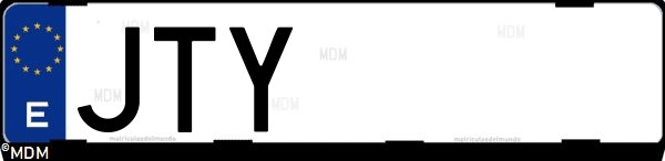 Matrícula española JTY, correspondiente al año 2016