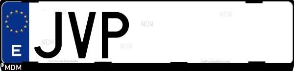 Matrícula española JVP, correspondiente al año 2016
