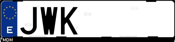 Matrícula española JWK, correspondiente al año 2017
