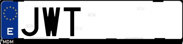 Matrícula española JWT, correspondiente al año 2017