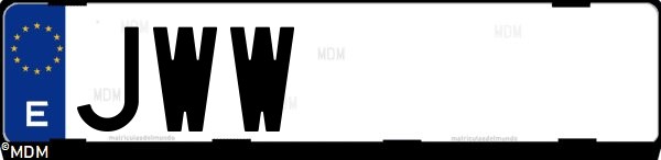 Matrícula española JWW, correspondiente al año 2017