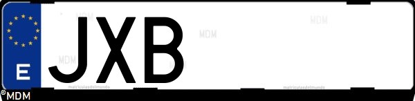 Matrícula española JXB, correspondiente al año 2017