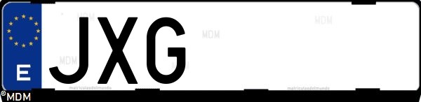 Matrícula española JXG, correspondiente al año 2017