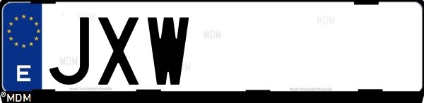 Matrícula española JXW, correspondiente al año 2017