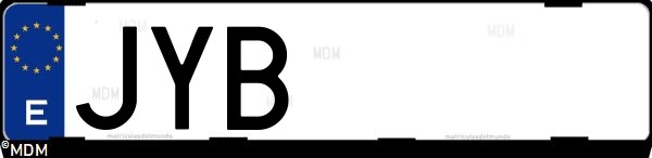 Matrícula española JYB, correspondiente al año 2017