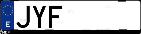 Matrícula española JYF, correspondiente al año 2017