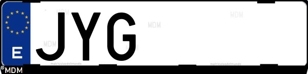 Matrícula española JYG, correspondiente al año 2017