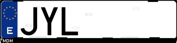 Matrícula española JYL, correspondiente al año 2017