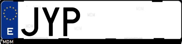 Matrícula española JYP, correspondiente al año 2017