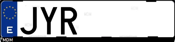 Matrícula española JYR, correspondiente al año 2017